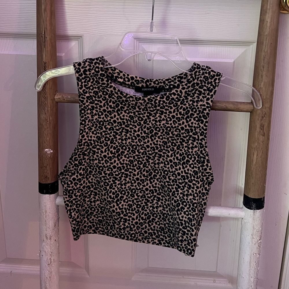 leopard cropped tank